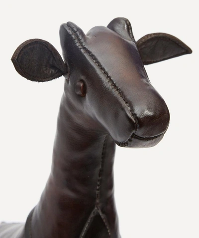 Omersa Miniature Leather Giraffe In Brown