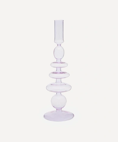 Shop Aeyre Home Gordo Glass Candlestick Holder In Lilac