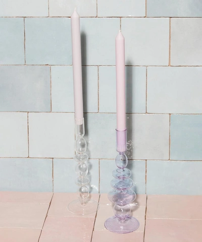 Shop Aeyre Home Gordo Glass Candlestick Holder In Lilac