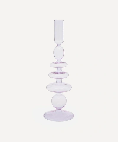 Shop Aeyre Home Gordo Glass Candlestick Holder In Lilac