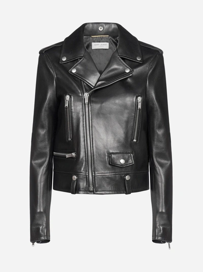 Shop Saint Laurent Biker-style Leather Jacket In Black