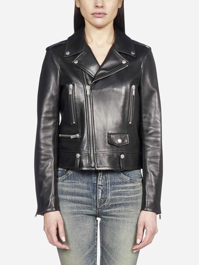 Shop Saint Laurent Biker-style Leather Jacket In Black