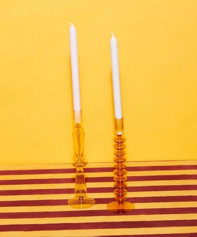 Shop Aeyre Home Fisca Glass Candlestick Holder In Amber