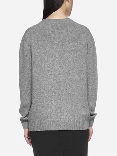 Shop Prada Intarsia-logo Wool And Cashmere Sweater