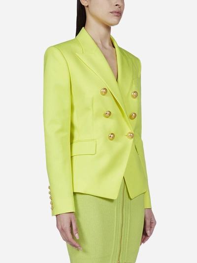 Shop Balmain Double-breasted Wool Blazer