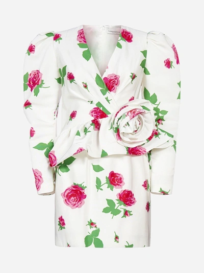 Shop Alessandra Rich Floral Print Viscose Mini Dress
