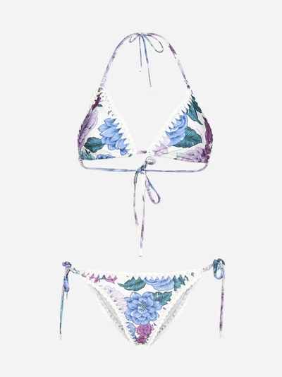 Shop Zimmermann Poppy Crochet Floral Print Bikini