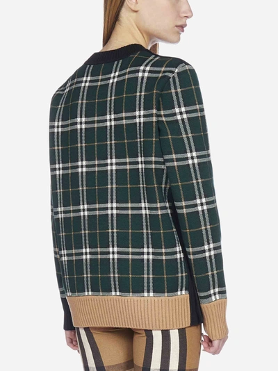 Shop Burberry Check-motif Merino Wool Sweater