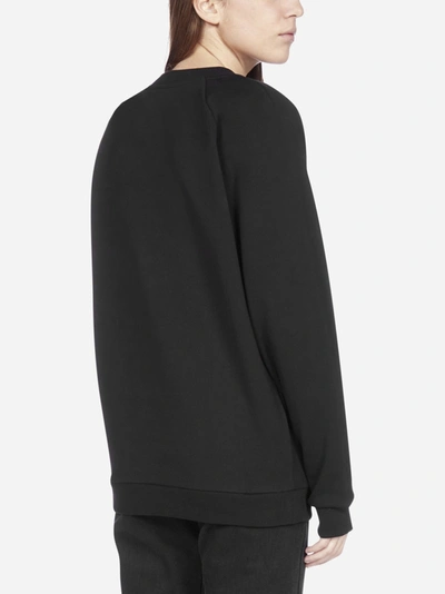 Shop Balmain Logo Cotton Sweatshirt In Black - White