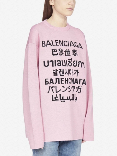 Shop Balenciaga Multilingual Logo Wool Sweater
