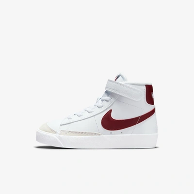 Shop Nike Blazer Mid '77 Little Kids' Shoes In White,white,black,team Red