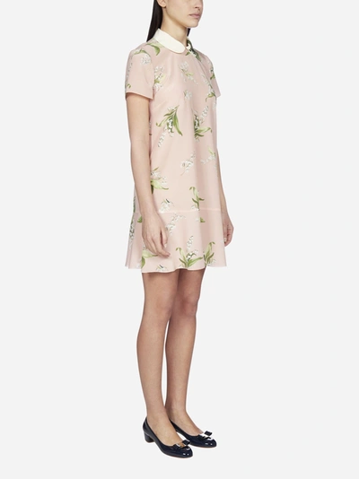 Red Valentino Embroidered Floral-print Silk Crepe De Chine Mini