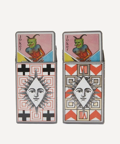 Shop Christian Lacroix Poker Face Playing Cards Set Of Two In Multicolour