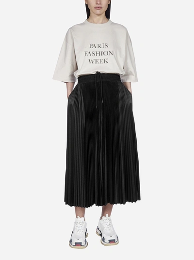 Shop Balenciaga Pleated Midi Skirt In Black