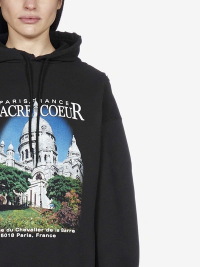 Shop Balenciaga Sacre Coeur And Notre Dame Print Cotton Hoodie In Black