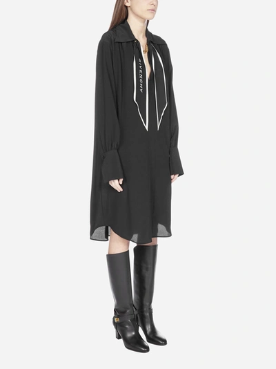 Shop Givenchy Logo-scarf Detail Silk Shirt Dress