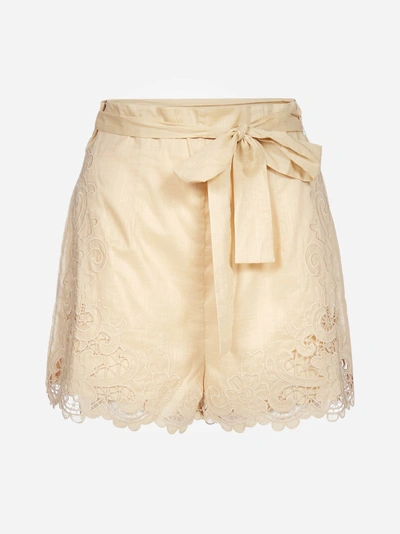 Shop Zimmermann Brighton Lace Cotton Shorts