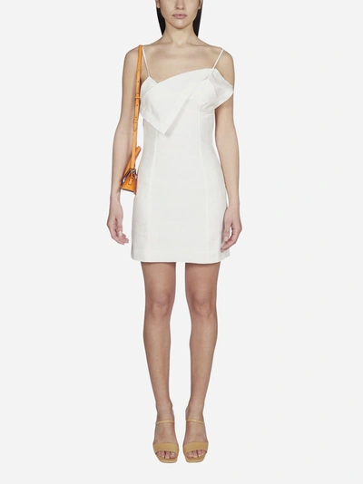 Shop Jacquemus Drap Linen Mini Dress
