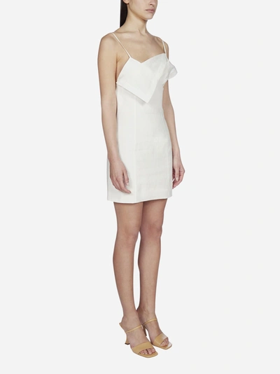 Shop Jacquemus Drap Linen Mini Dress