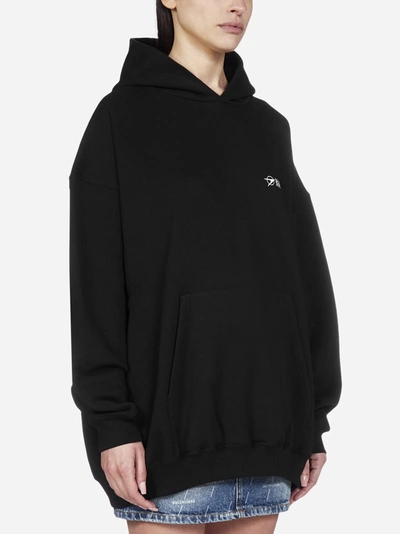 Shop Balenciaga Logo Cotton Oversized Hoodie