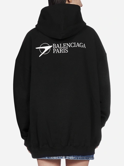 Shop Balenciaga Logo Cotton Oversized Hoodie
