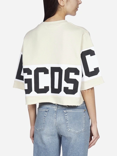 Shop Gcds Logo-band Cotton Cropped T-shirt