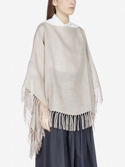 Shop Brunello Cucinelli Linen, Merino And Lurex Poncho