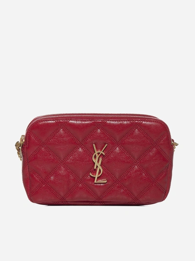 Shop Saint Laurent Becky Ysl-logo Quilted Leather Mini Bag