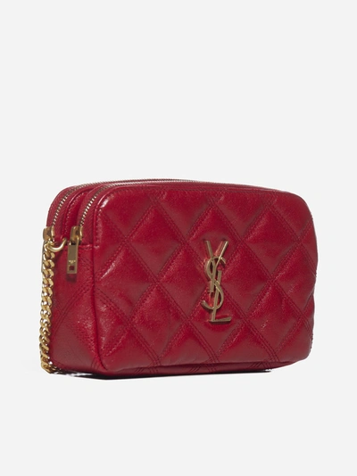 Shop Saint Laurent Becky Ysl-logo Quilted Leather Mini Bag