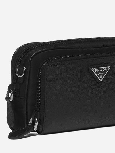 Shop Prada Nylon And Saffiano Leather Camera Bag