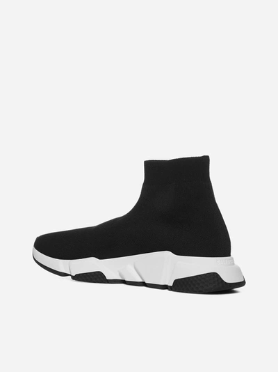 Shop Balenciaga Speed Stretch Knit Sneakers In Black - White