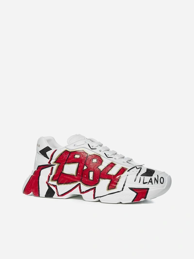 Shop Dolce & Gabbana Daymaster Painted Leather Sneakers