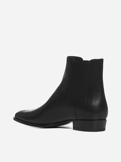 Shop Saint Laurent Wyatt Chelsea Leather Boots