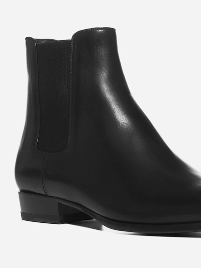 Shop Saint Laurent Wyatt Chelsea Leather Boots