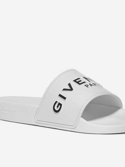 Shop Givenchy Logo Rubber Slides In White