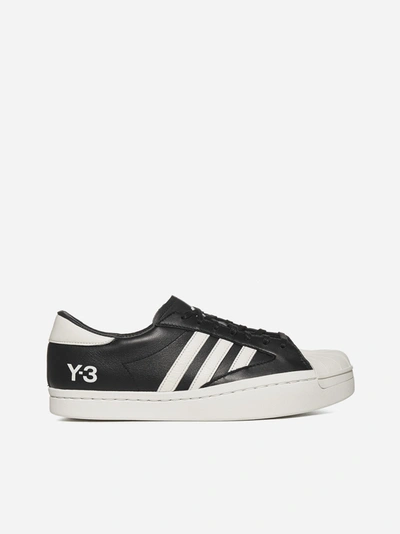 Shop Y-3 Yohji Star X Adidas Leather Sneakers