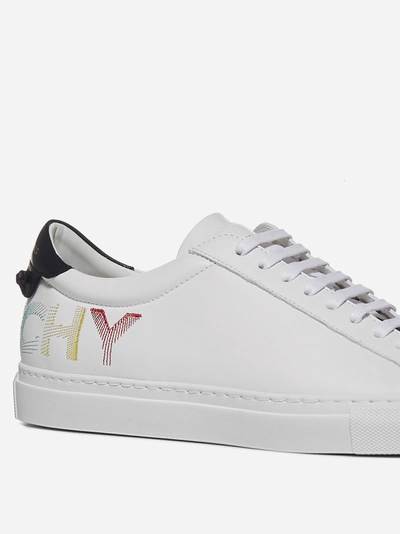 Shop Givenchy Logo Urban Street Leather Low-top Sneakers In White - Black