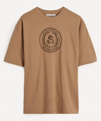 Shop Acne Studios Embroidered T-shirt In Light Brown