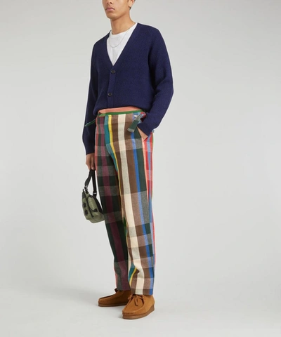 Shop Bode Workshop Plaid Cotton Trousers In Multi