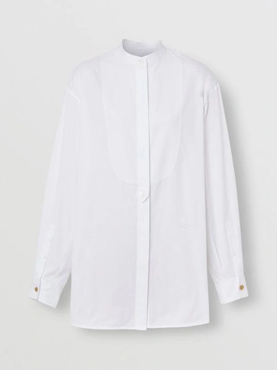 Shop Burberry Monogram Motif Cotton Oversized Shirt In Optic White