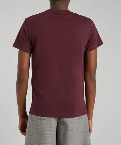 Shop Loewe Anagram Embroidered T-shirt In Burgundy