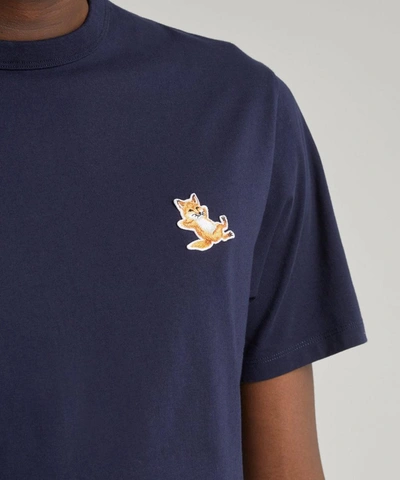 Shop Maison Kitsuné Mens Chillax Fox Patch T-shirt In Navy