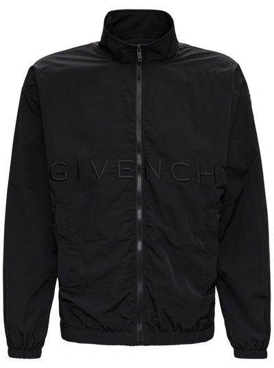 Shop Givenchy Black Nylon Windbreaker With Logo