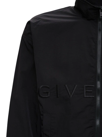 Shop Givenchy Black Nylon Windbreaker With Logo