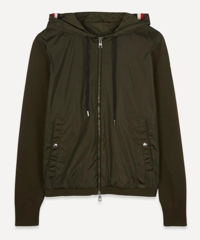 Shop Moncler Nylon Front Hooded Jacket In Khaki