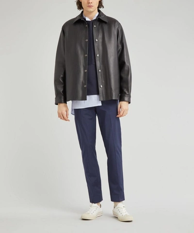 Shop Acne Studios Snap-button Leather Overshirt In Black