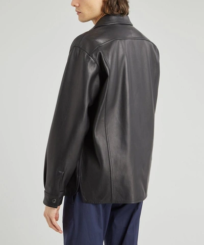 Shop Acne Studios Snap-button Leather Overshirt In Black