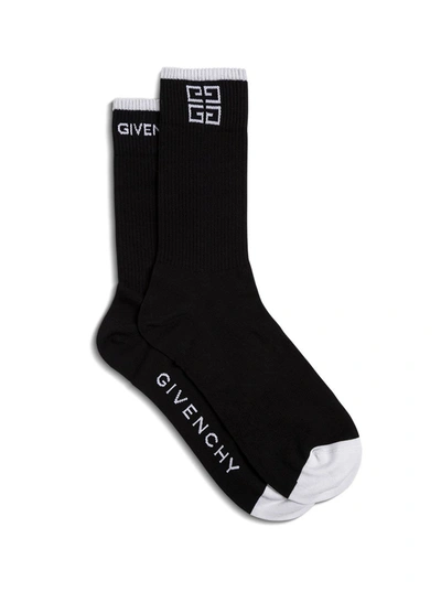 Shop Givenchy Cotton Knit Socks With Logo In Black