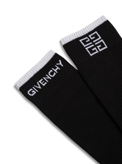 Shop Givenchy Cotton Knit Socks With Logo In Black