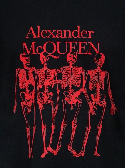 Shop Alexander Mcqueen Cotton Skeleton T-shirt With Print In Black